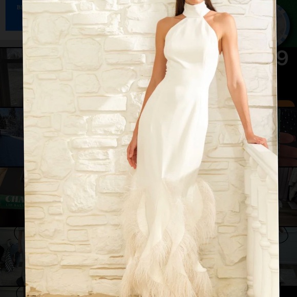 Elegant White Halter Neck Dress